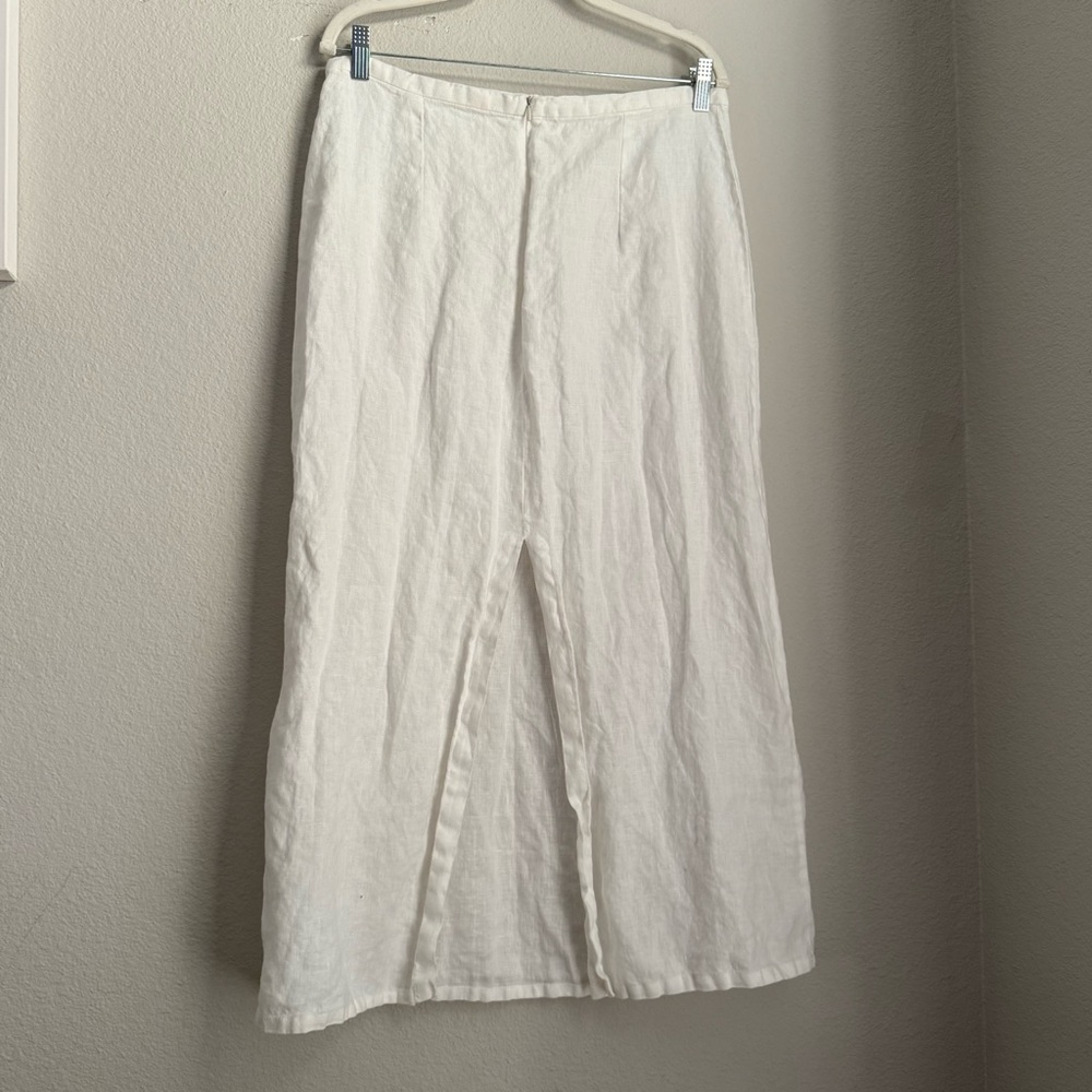 ZARA 100% Linen Maxi Skirt | Women’s Full length skirt boho beachy minimal Skirt - Picture 2 of 5
